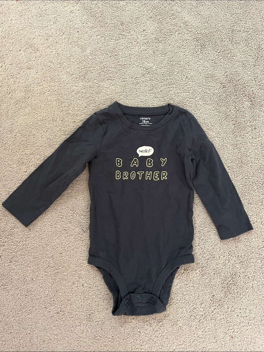 Carter's Dark Gray 'Baby Brother' Long-Sleeve One-Piece